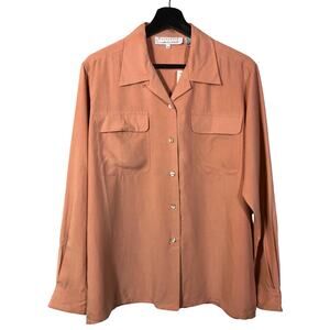 Silk Pink Shirt Blouse Portraits By Northern Isles Long Sleeve 10 NWT Office